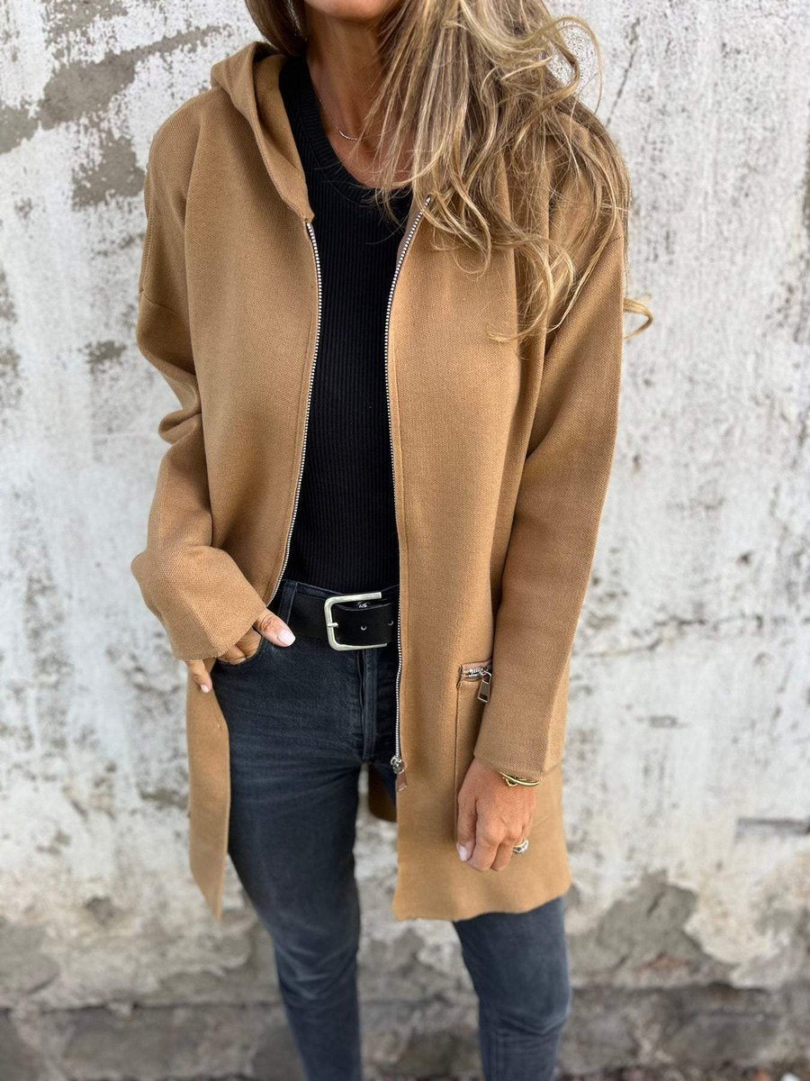 Women's Long Hooded Zip-Up Cardigan Coat