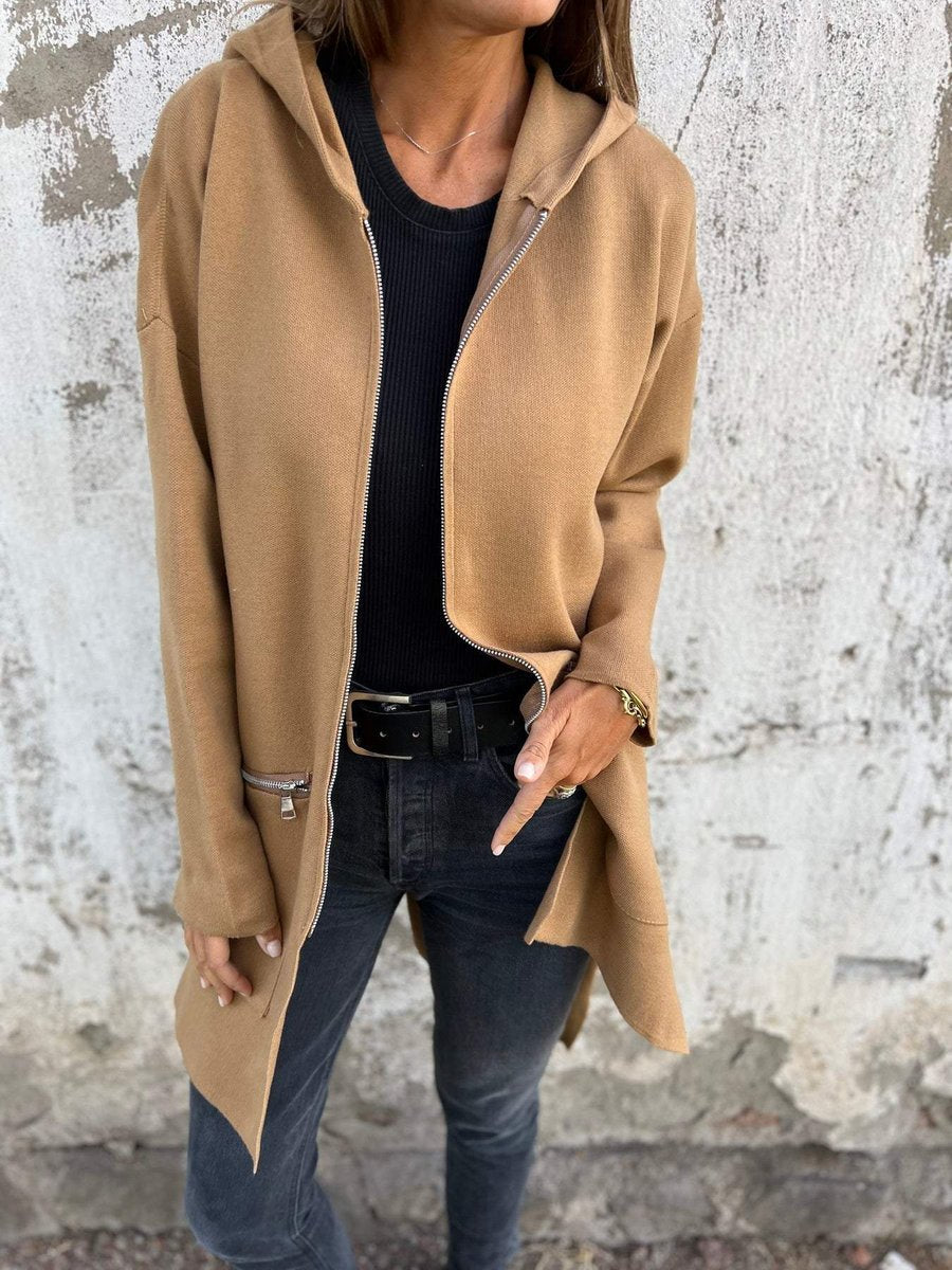 Women's Long Hooded Zip-Up Cardigan Coat