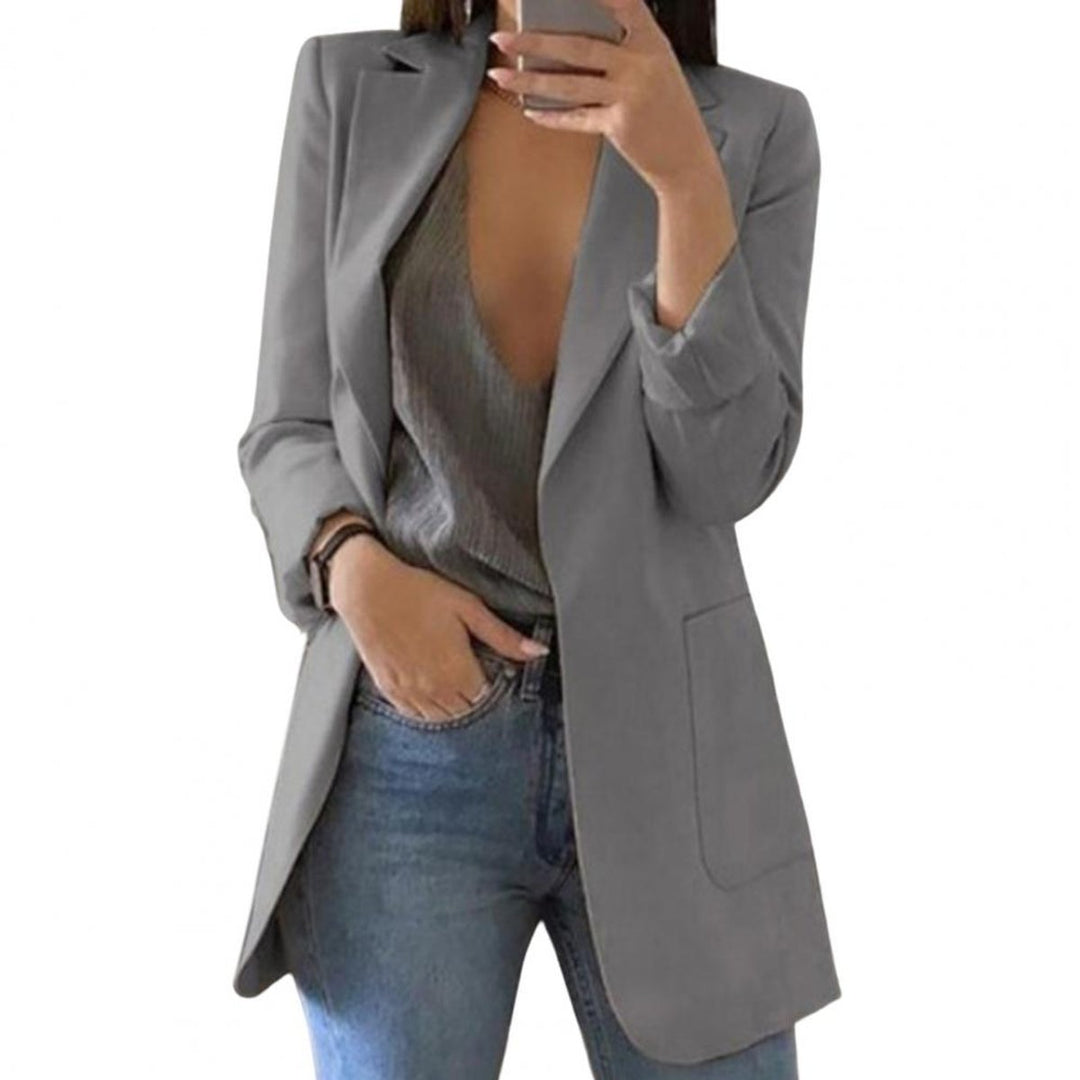Women's Long Open-Front Long-Sleeve Tailored Blazer