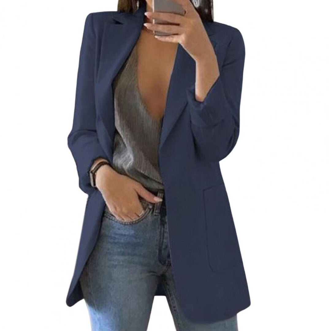 Women's Long Open-Front Long-Sleeve Tailored Blazer