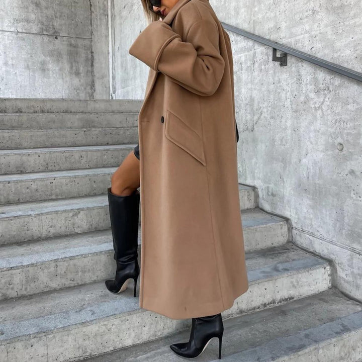 Women's Long Oversized Wool-Blend Lapel Trench Coat