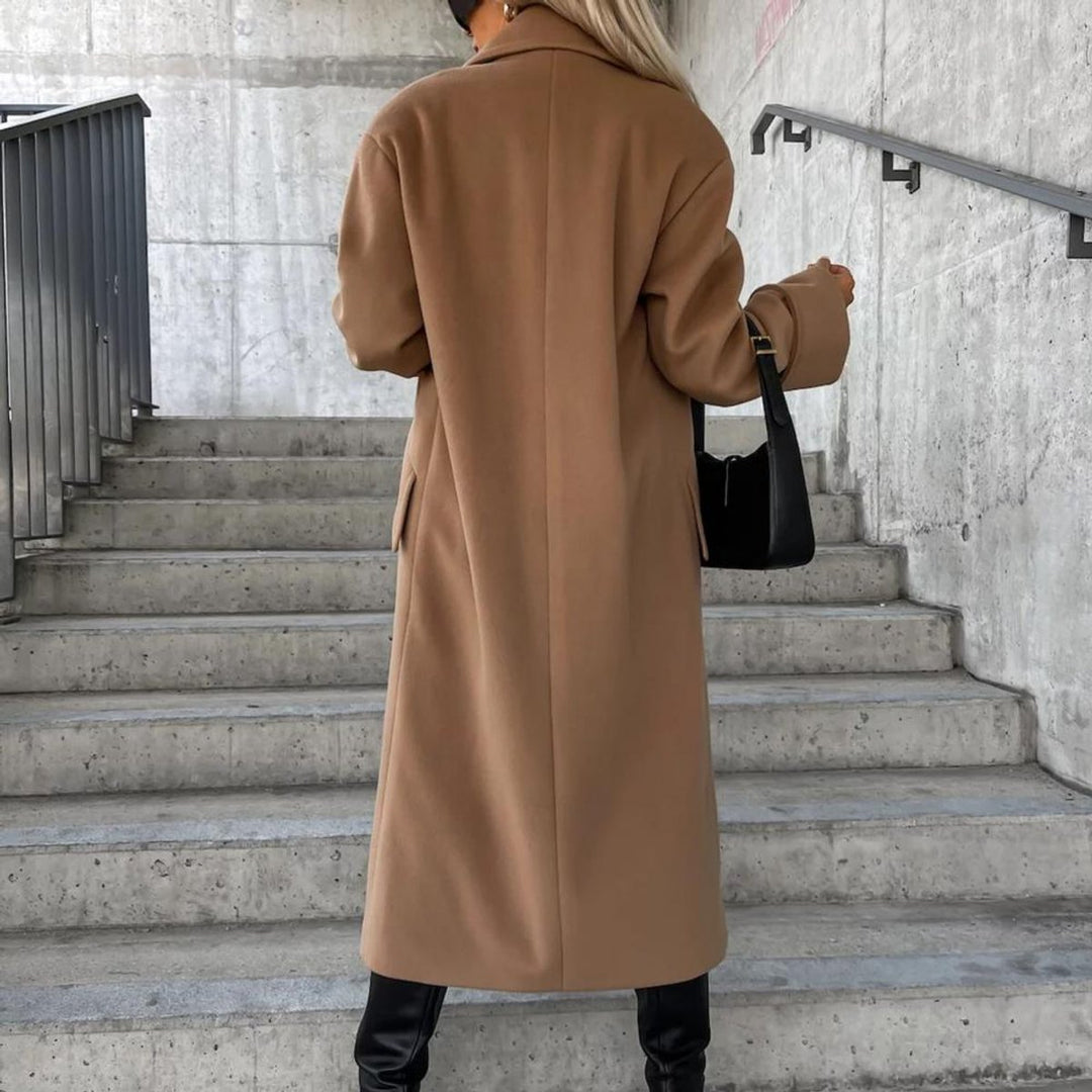 Women's Long Oversized Wool-Blend Lapel Trench Coat
