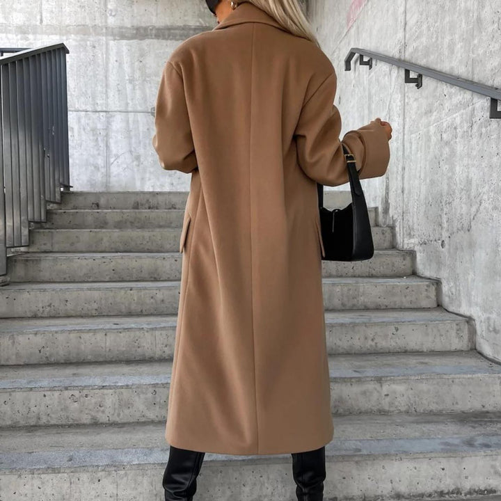 Women's Long Oversized Wool-Blend Lapel Trench Coat