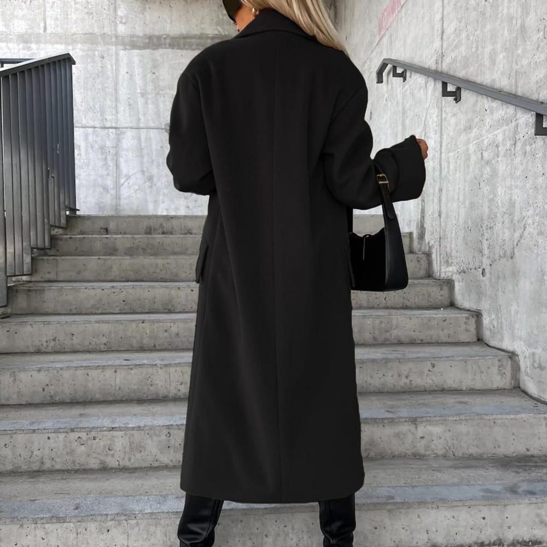 Women's Long Oversized Wool-Blend Lapel Trench Coat