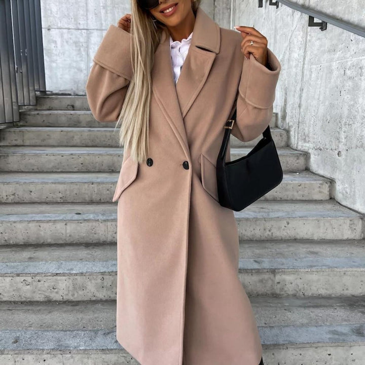 Women's Long Oversized Wool-Blend Lapel Trench Coat