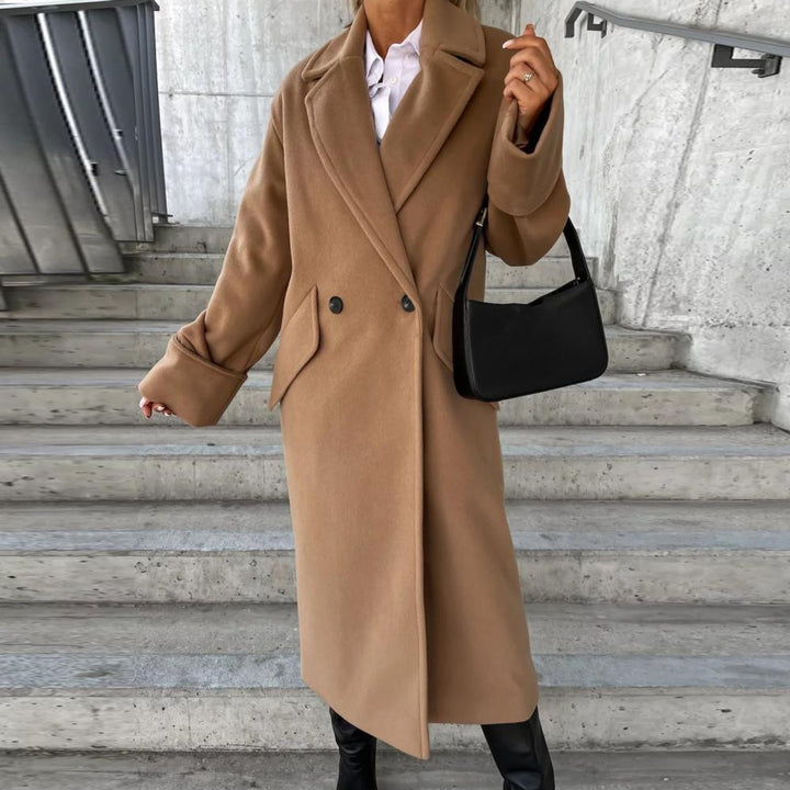 Women's Long Oversized Wool-Blend Lapel Trench Coat