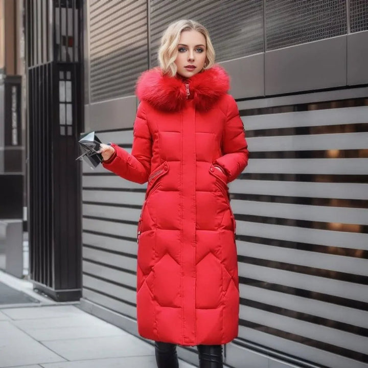 Women's Long Quilted Puffer Coat Fur-Trim Hood