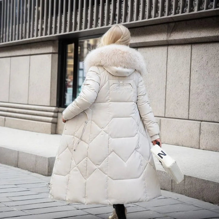 Women's Long Quilted Puffer Coat Fur-Trim Hood
