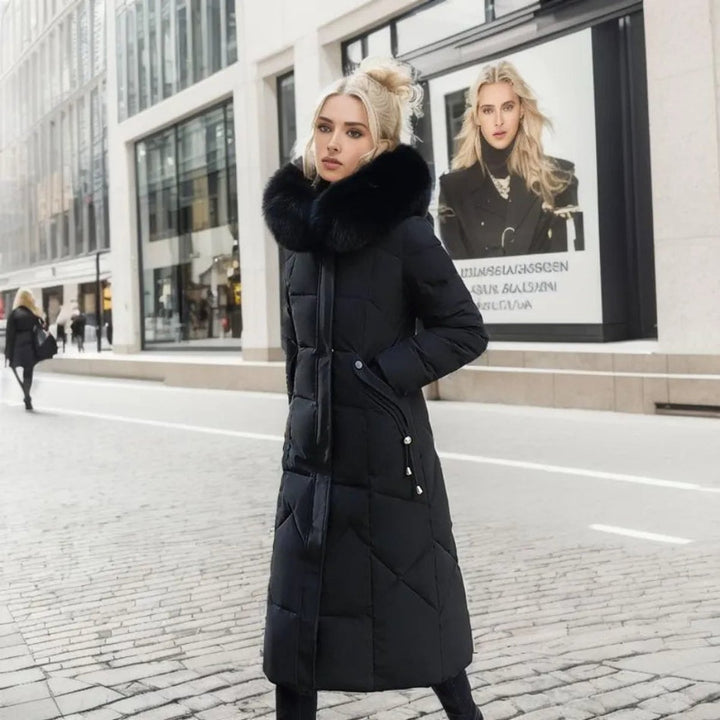 Women's Long Quilted Puffer Coat Fur-Trim Hood