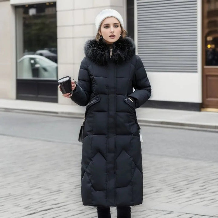 Women's Long Quilted Puffer Coat Fur-Trim Hood