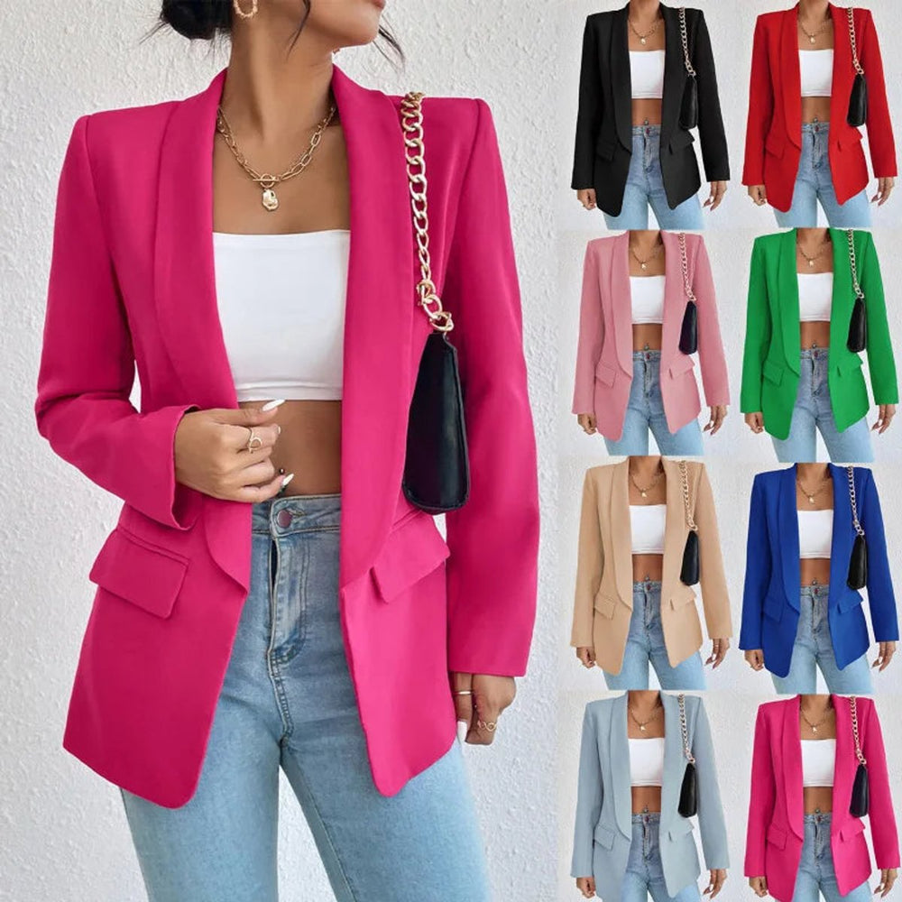 Women's Long-Sleeve Open-Front Tailored Blazer Suit Set