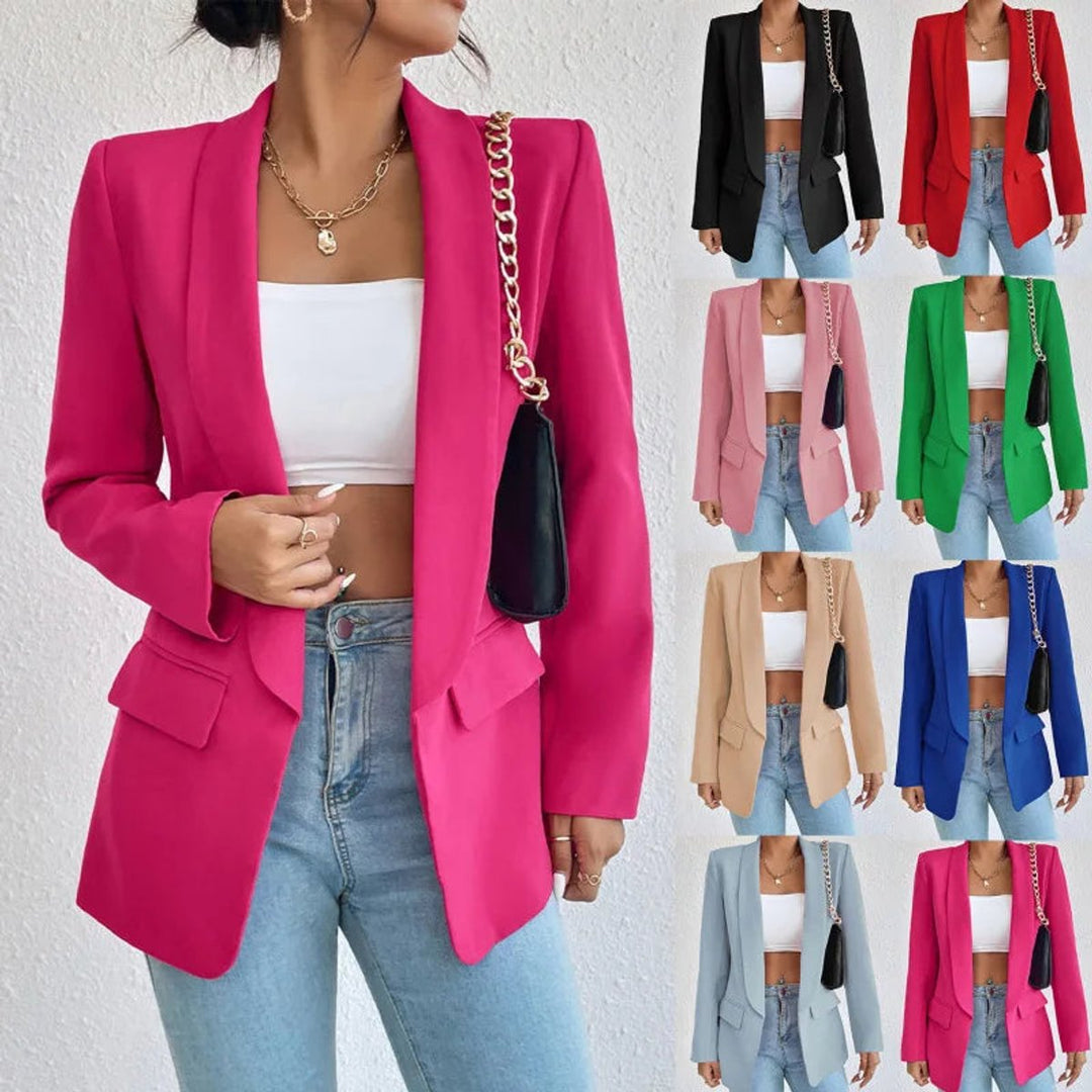 Women's Long-Sleeve Open-Front Tailored Blazer Suit Set