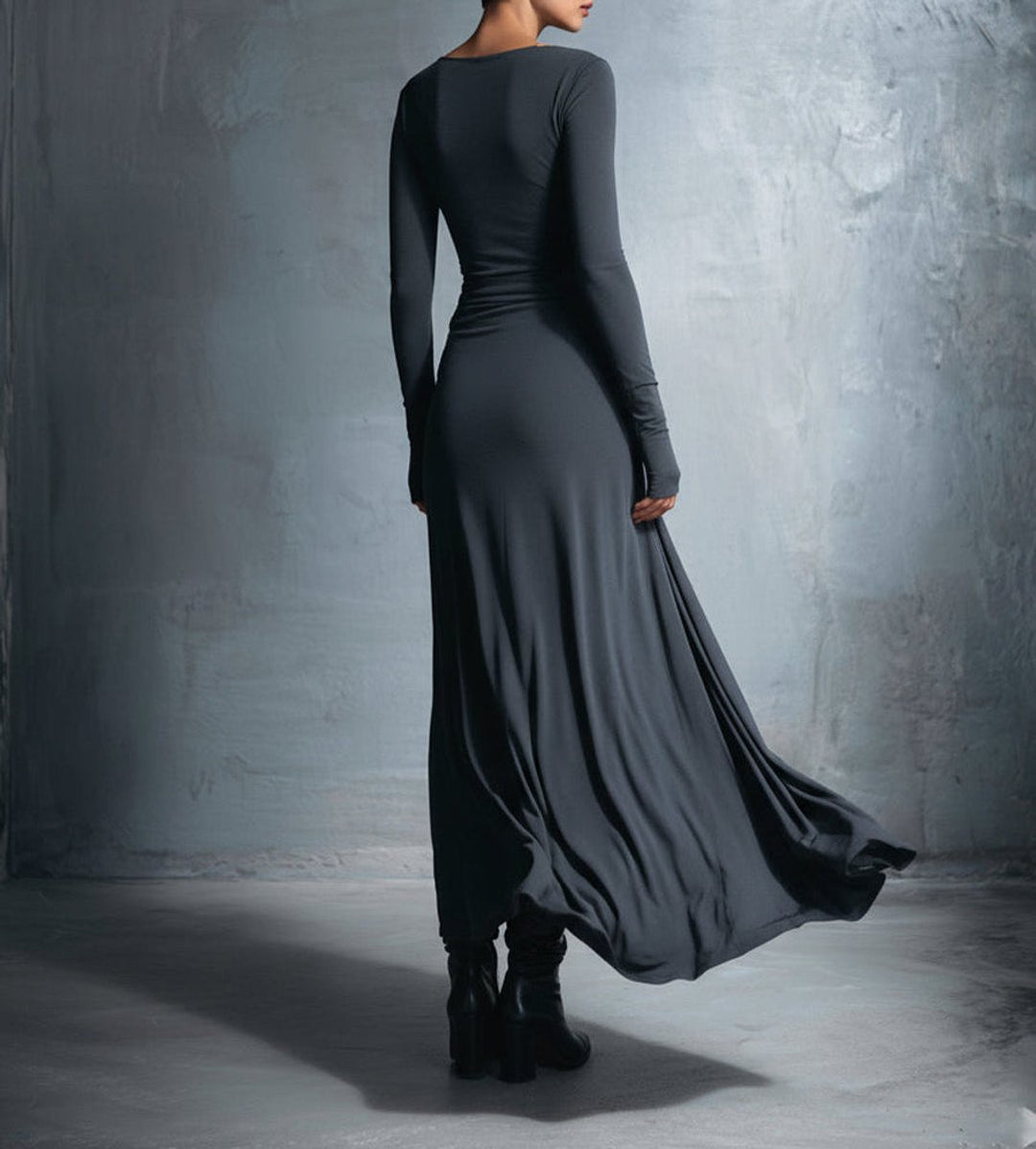 Women's Long-Sleeve Side-Knot Wrap Formal Dress Maxi