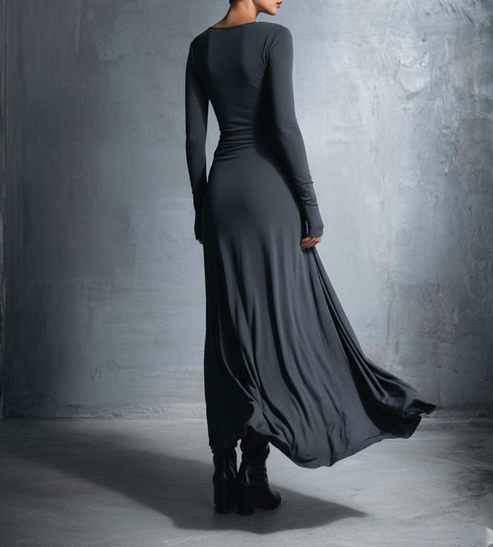 Women's Long-Sleeve Side-Knot Wrap Formal Dress Maxi