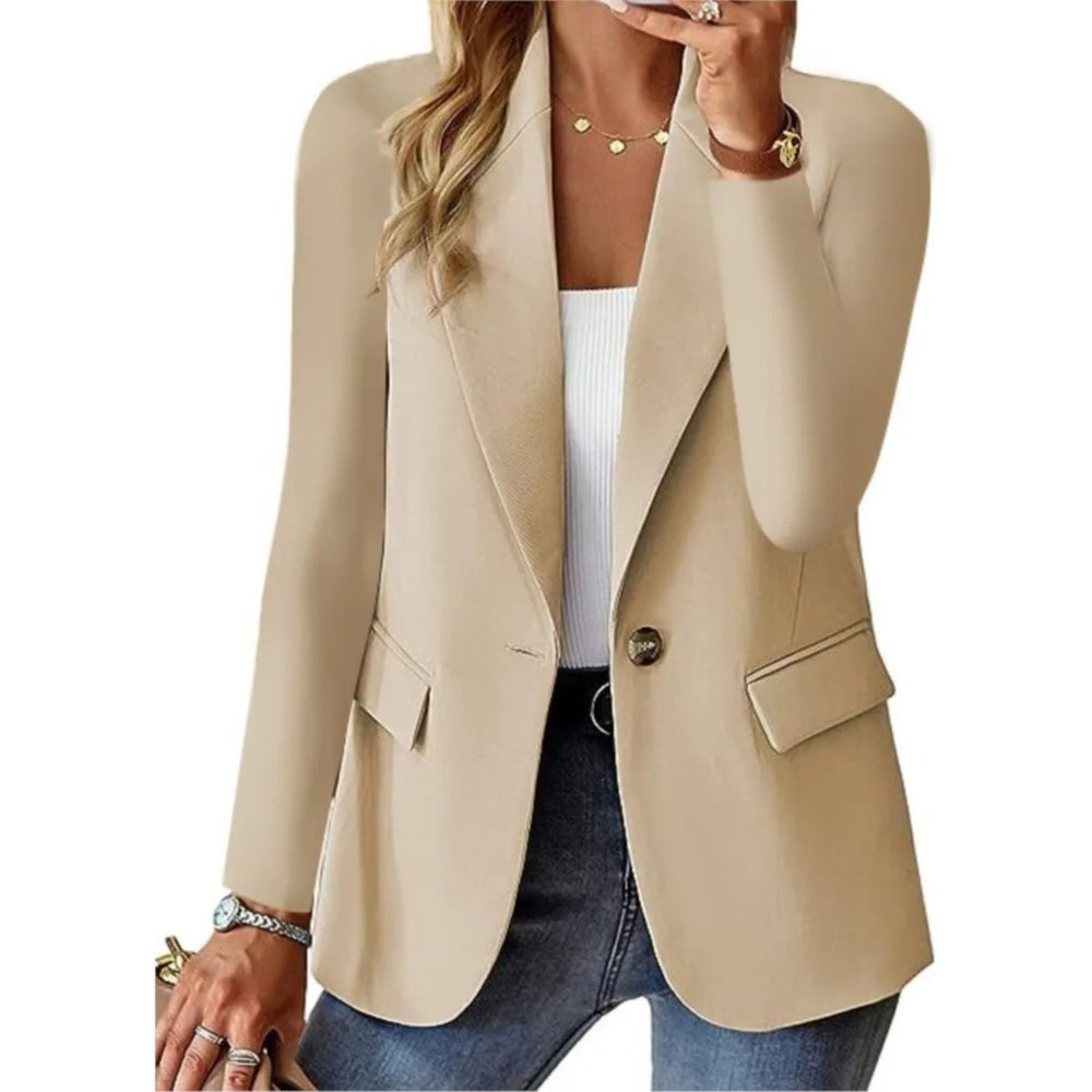 Women's Long Sleeve Single-Button Slim-Fit Blazer
