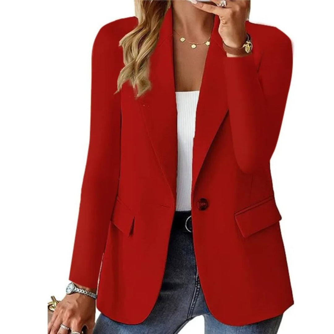 Women's Long Sleeve Single-Button Slim-Fit Blazer