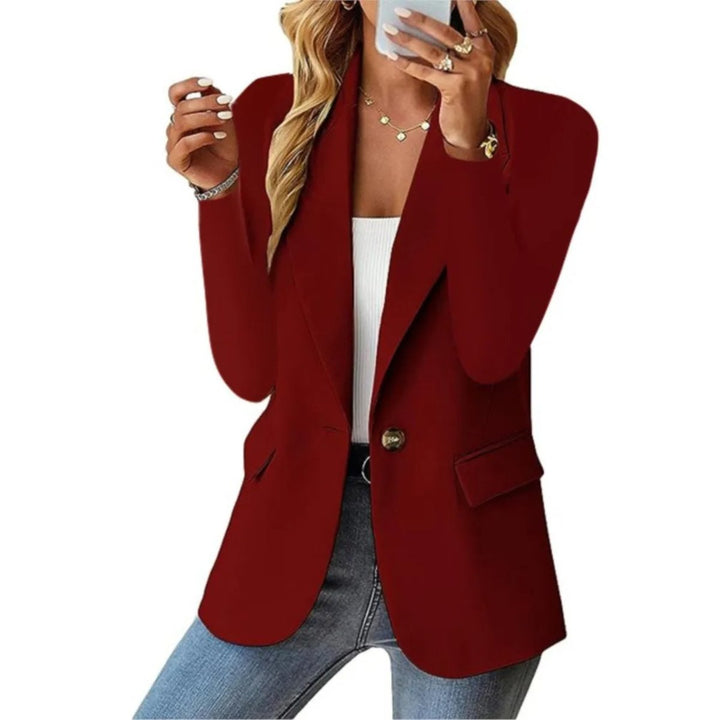 Women's Long Sleeve Single-Button Slim-Fit Blazer