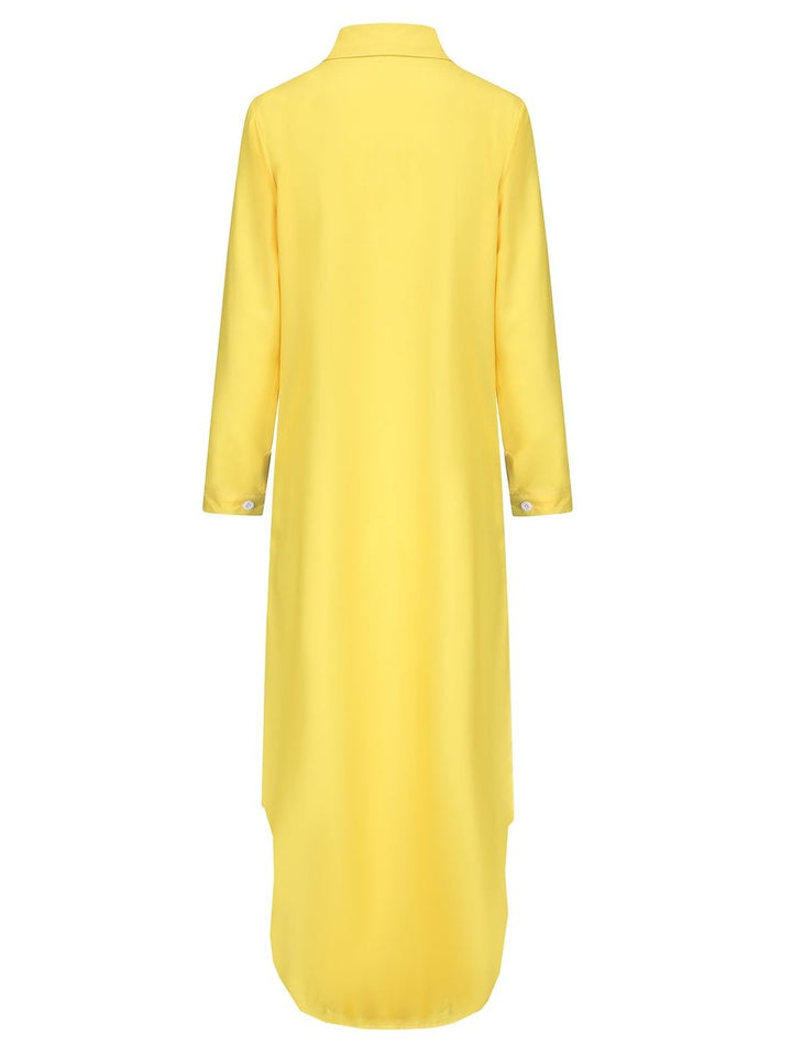 Women's Loose Button-Down Graphic Fall Midi Dress