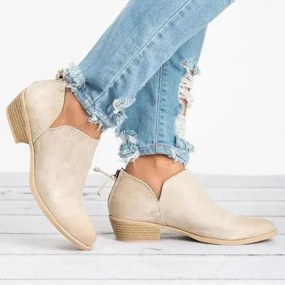 Women's Low-Heel Side-Zip Pointed-Toe Ankle Boots