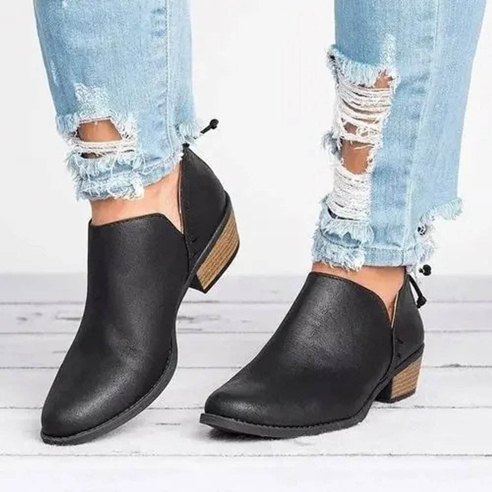Women's Low-Heel Side-Zip Pointed-Toe Ankle Boots