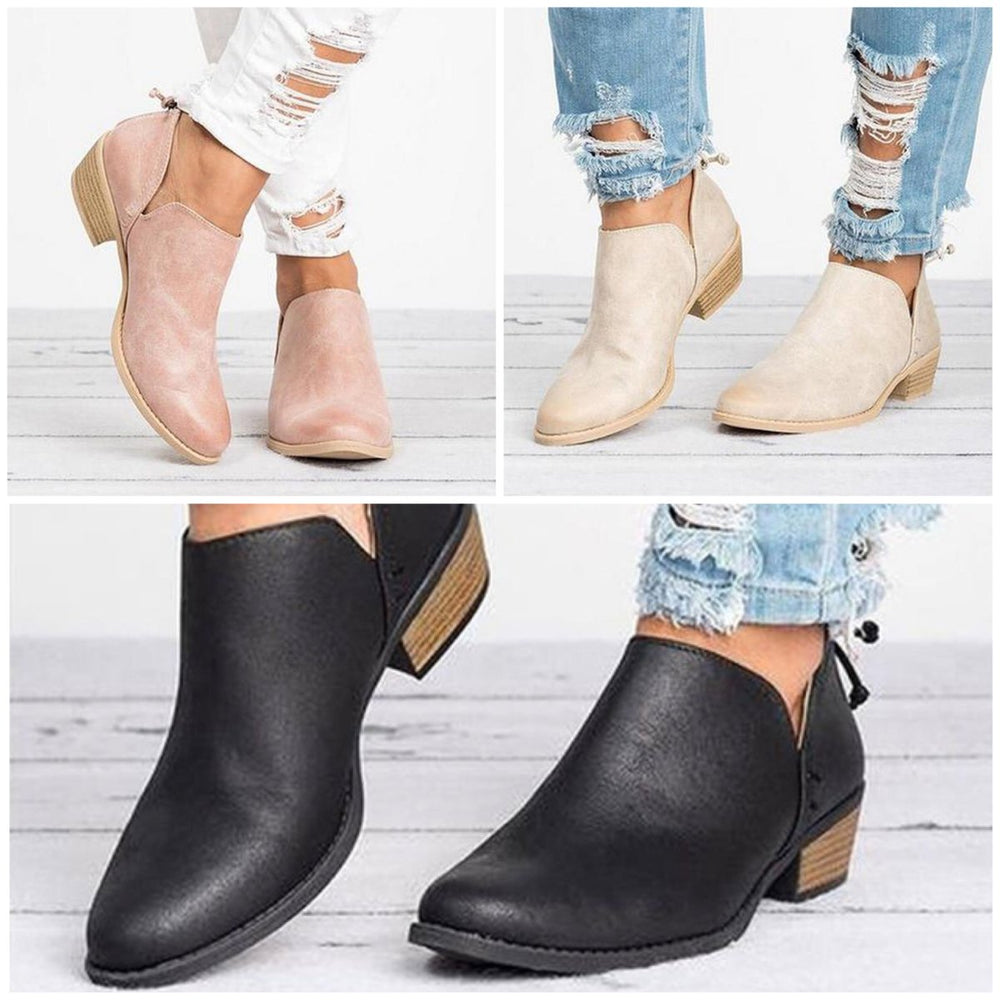Women's Low-Heel Suede Pointed-Toe Ankle Boots
