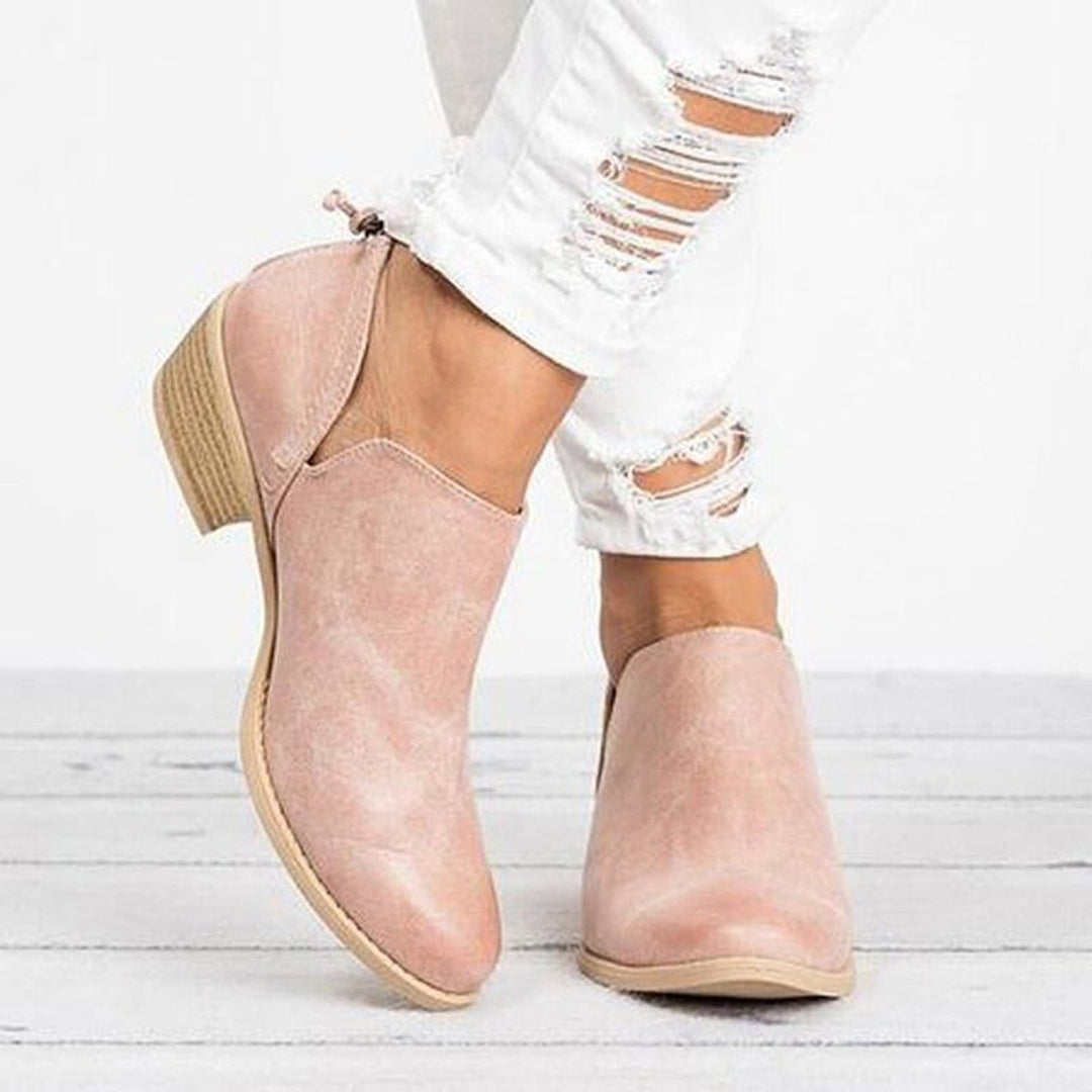 Women's Low-Heel Suede Pointed-Toe Ankle Boots