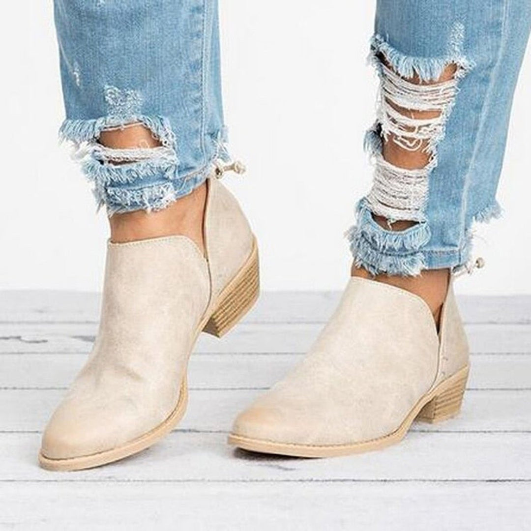 Women's Low-Heel Suede Pointed-Toe Ankle Boots