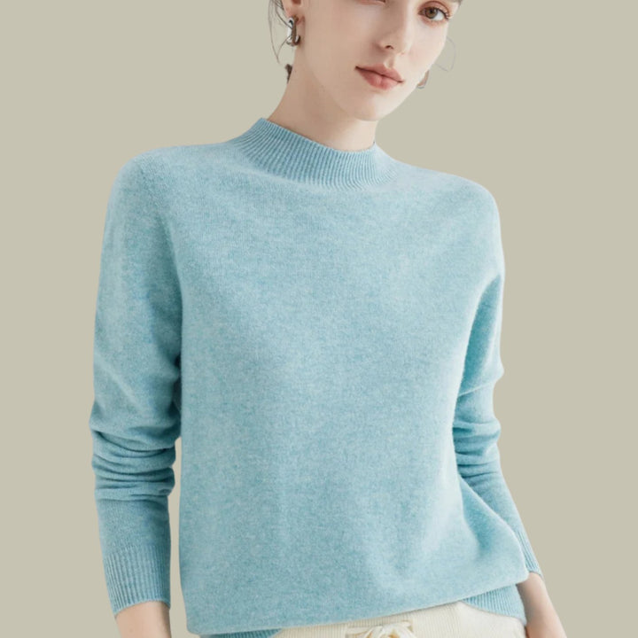 Women's Merino Wool Sweaters Mock Neck Slim Fit Pullover