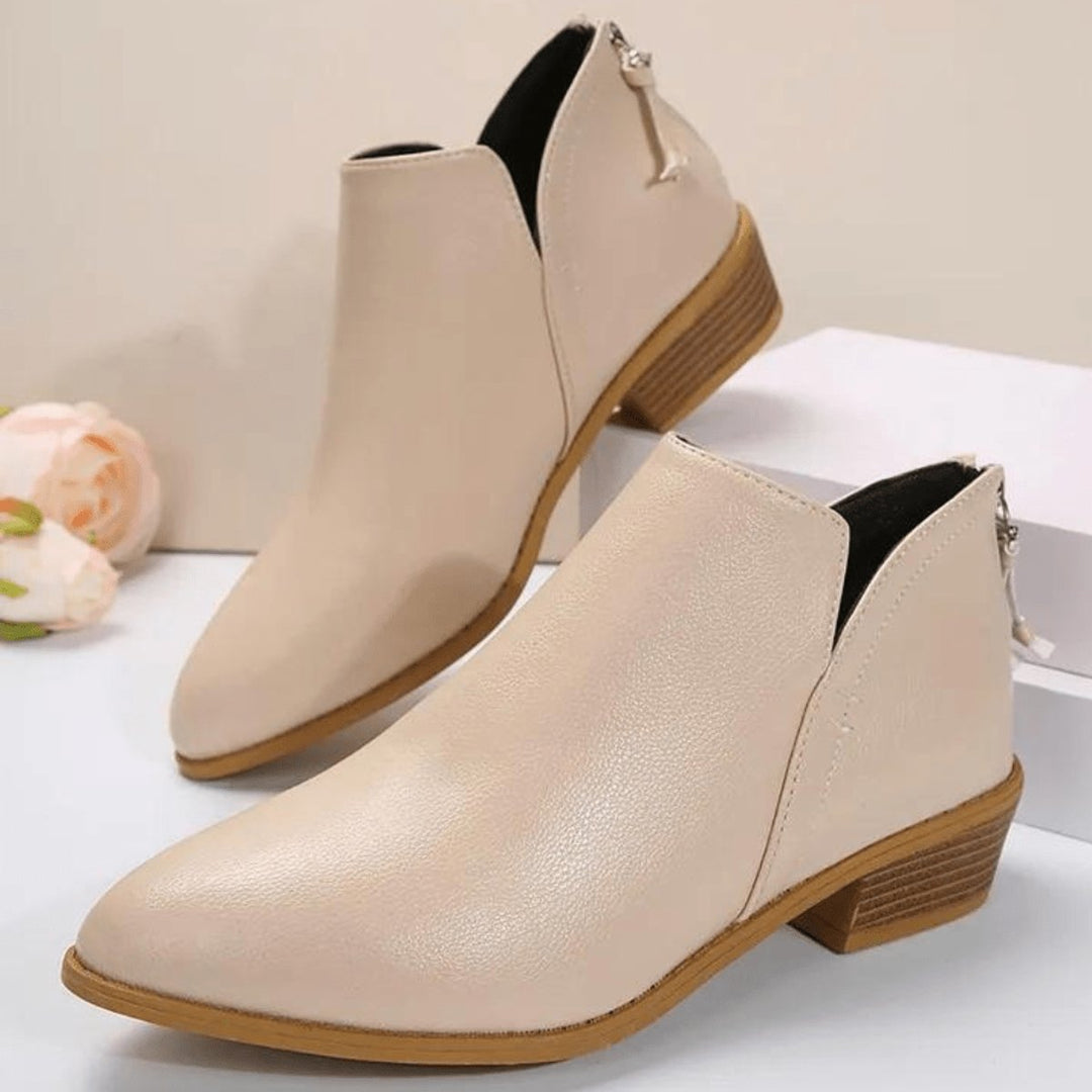 Women's Metallic Pointed-Toe Block-Heel Ankle Boots