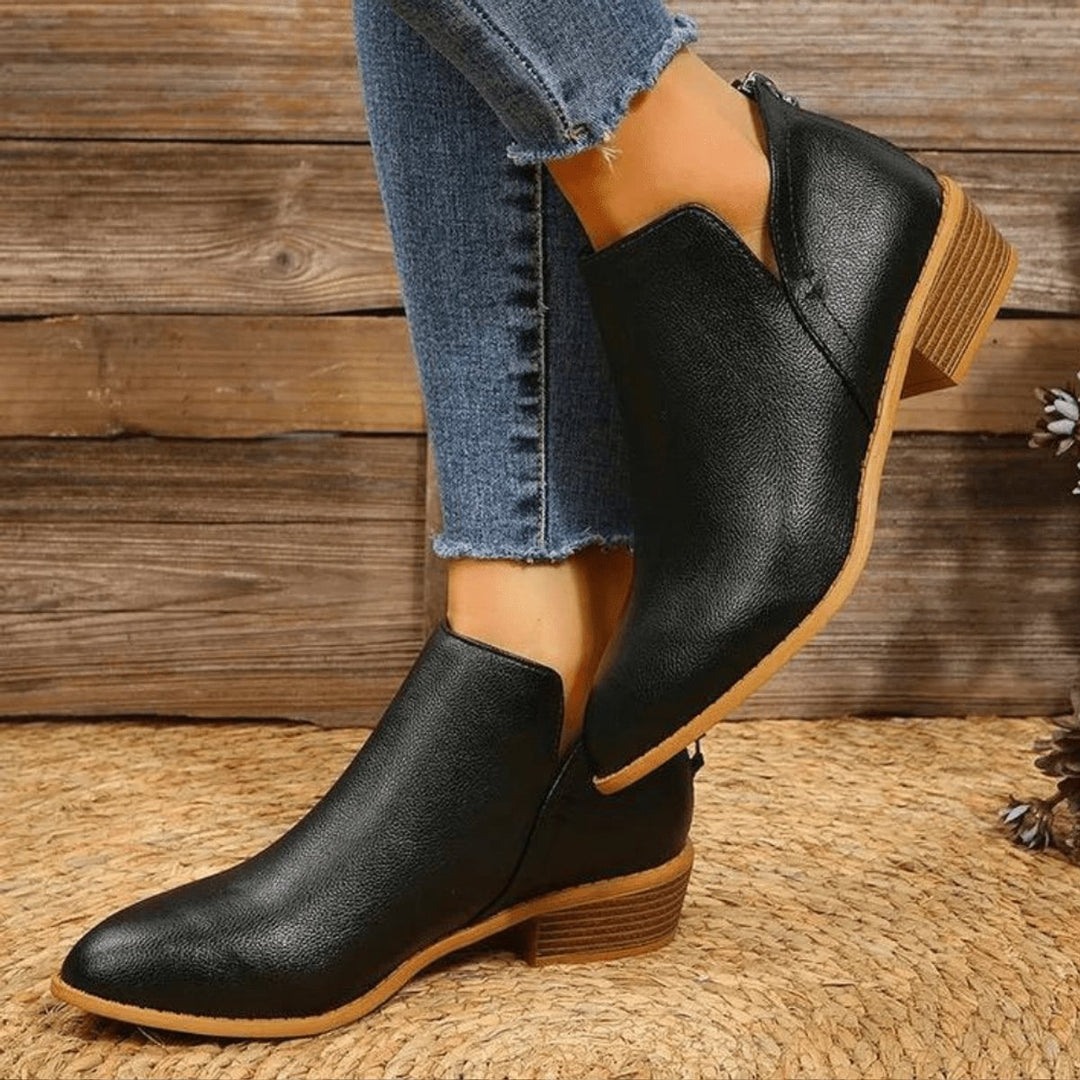 Women's Metallic Pointed-Toe Block-Heel Ankle Boots