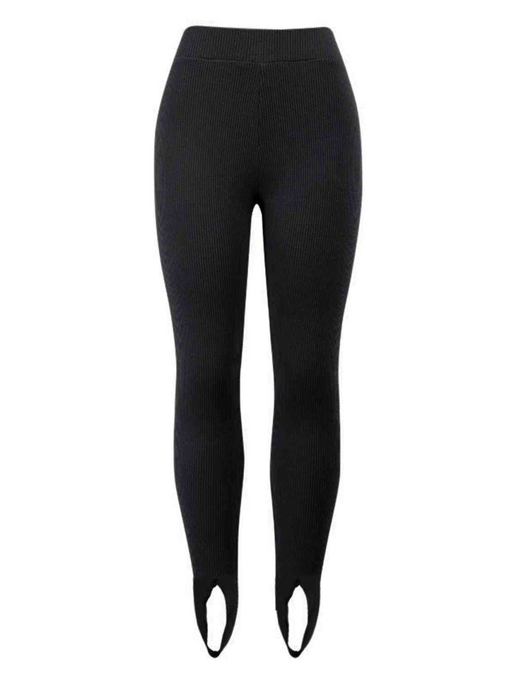 Women's Mid-Rise Ribbed Knit Slim-Fit Legging