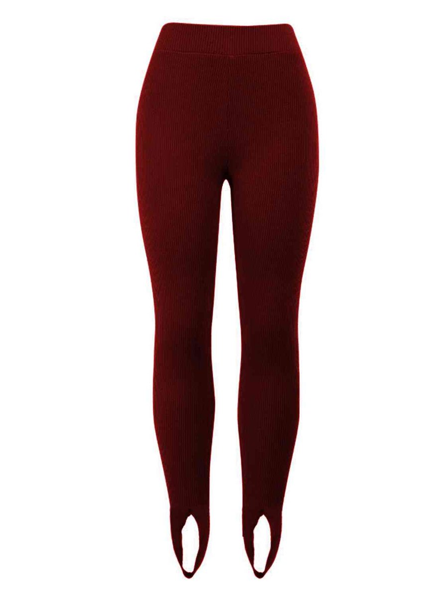 Women's Mid-Rise Ribbed Knit Slim-Fit Legging