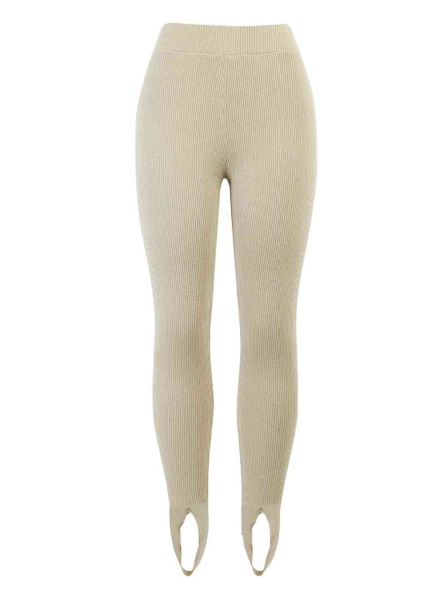 Women's Mid-Rise Ribbed Knit Slim-Fit Legging