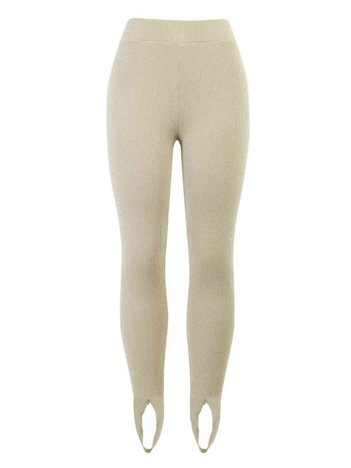 Women's Mid-Rise Ribbed Knit Slim-Fit Legging