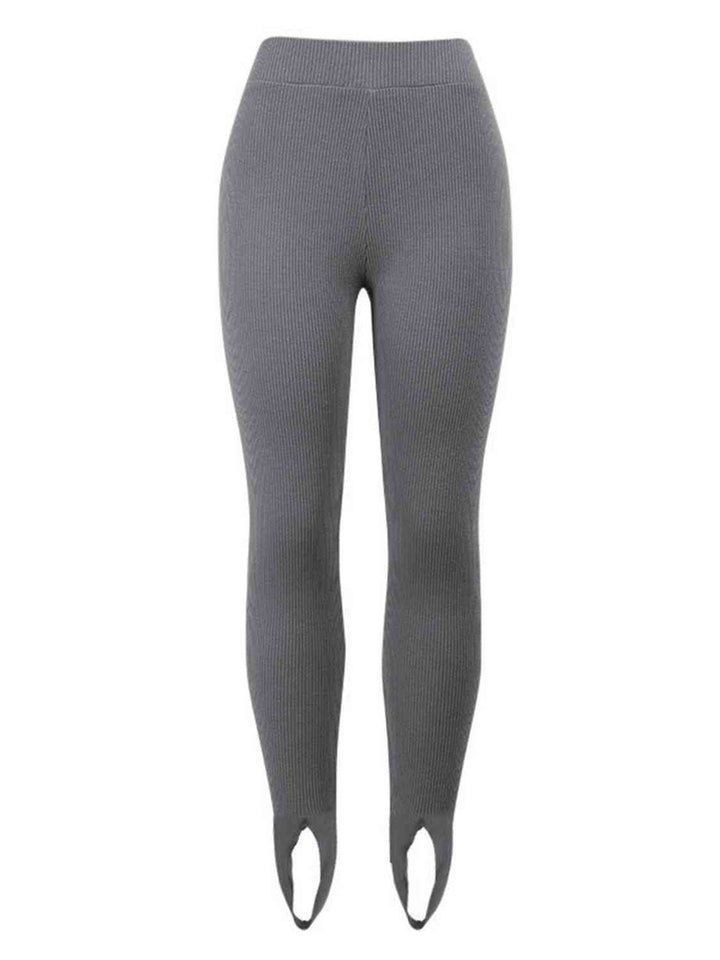Women's Mid-Rise Ribbed Knit Slim-Fit Legging