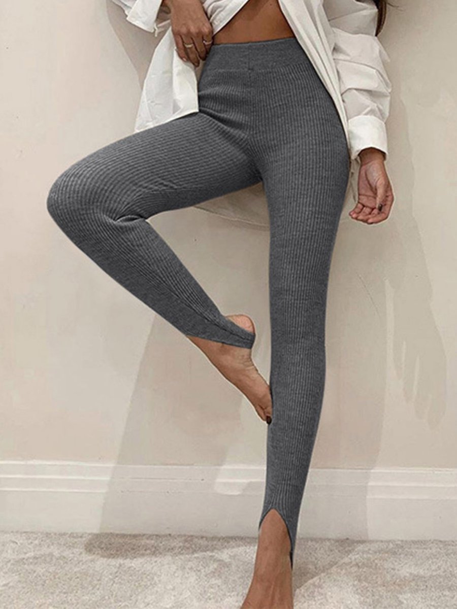 Women's Mid-Rise Ribbed Knit Stirrup Legging