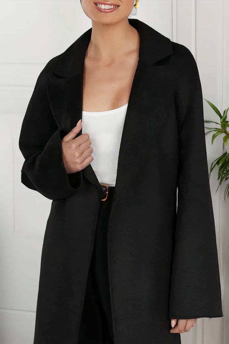 Women's Midi-Length Faux Shearling Lapel Trench Coat