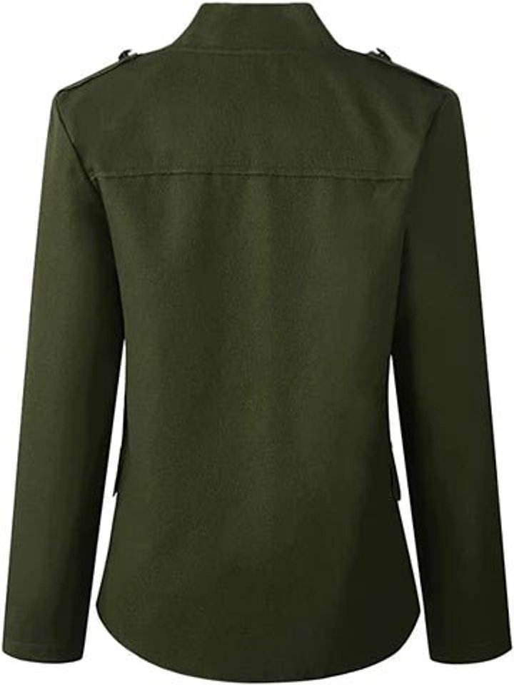 Women's Military-Style Double-Breasted Open-Front Blazer