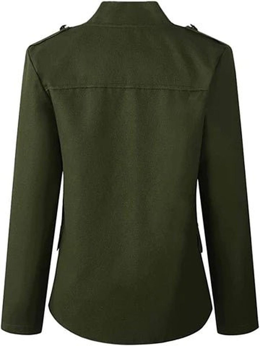 Women's Military-Style Double-Breasted Stand-Collar Blazer Jacket