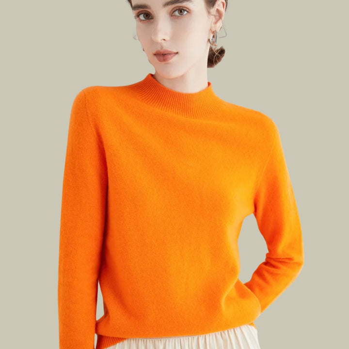 Women's Mock-Neck Merino Wool Relaxed-Fit Pullover Sweater