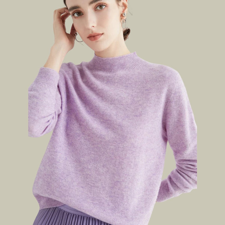 Women's Mock-Neck Merino Wool Relaxed-Fit Pullover Sweater