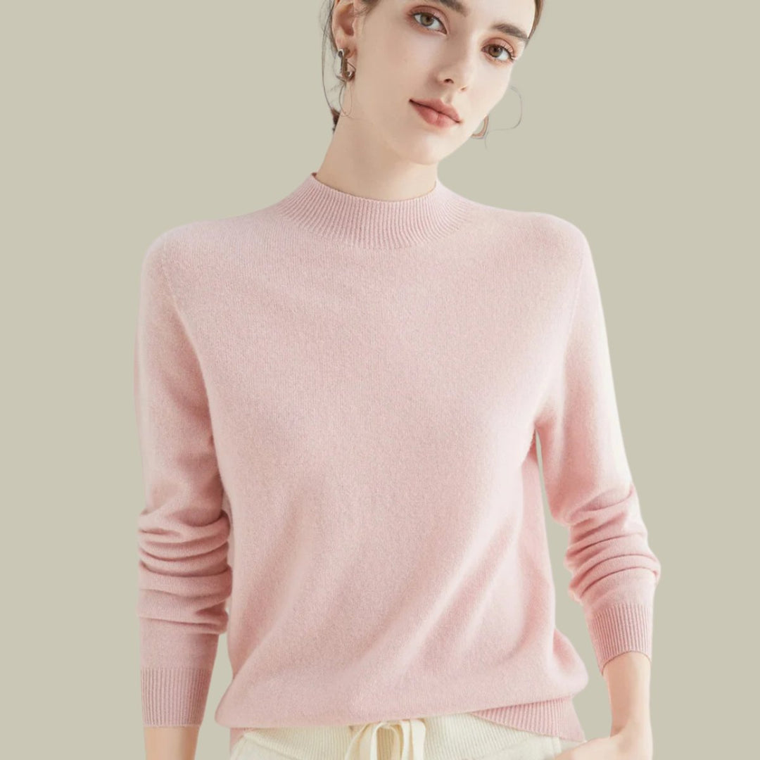 Women's Mock-Neck Merino Wool Relaxed-Fit Pullover Sweater
