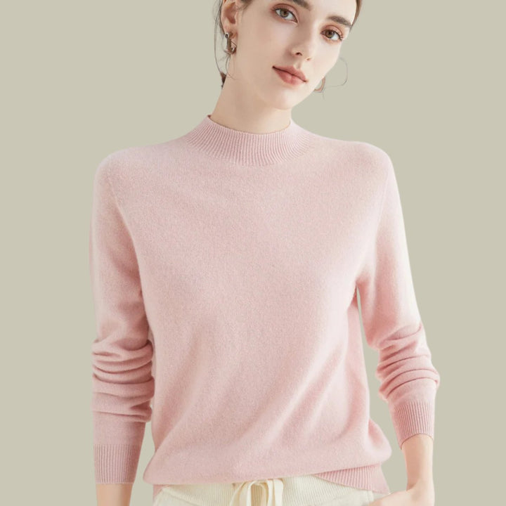 Women's Mock-Neck Merino Wool Relaxed-Fit Pullover Sweater