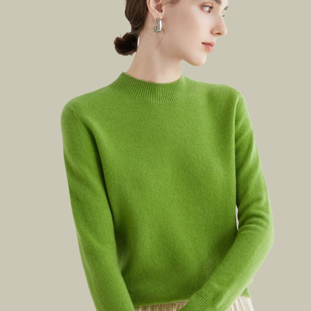 Women's Mock-Neck Merino Wool Relaxed-Fit Pullover Sweater