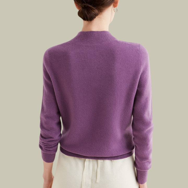 Women's Mock-Neck Merino Wool Relaxed-Fit Pullover Sweater