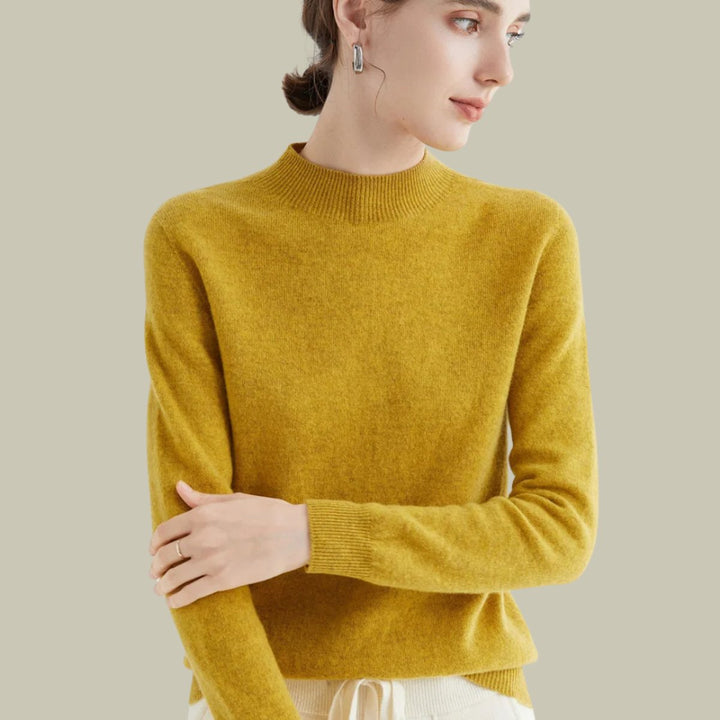 Women's Mock-Neck Merino Wool Relaxed-Fit Pullover Sweater