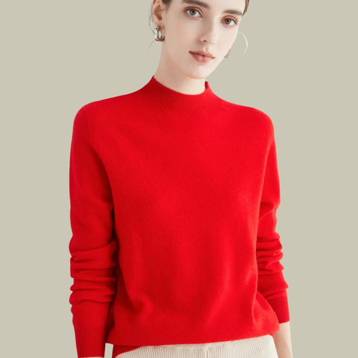 Women's Mock-Neck Merino Wool Relaxed-Fit Pullover Sweater