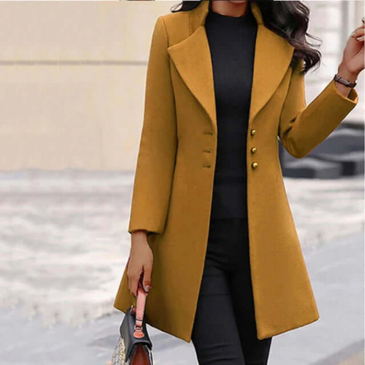 Women's Notch-Lapel Button-Front Longline Trench Coat