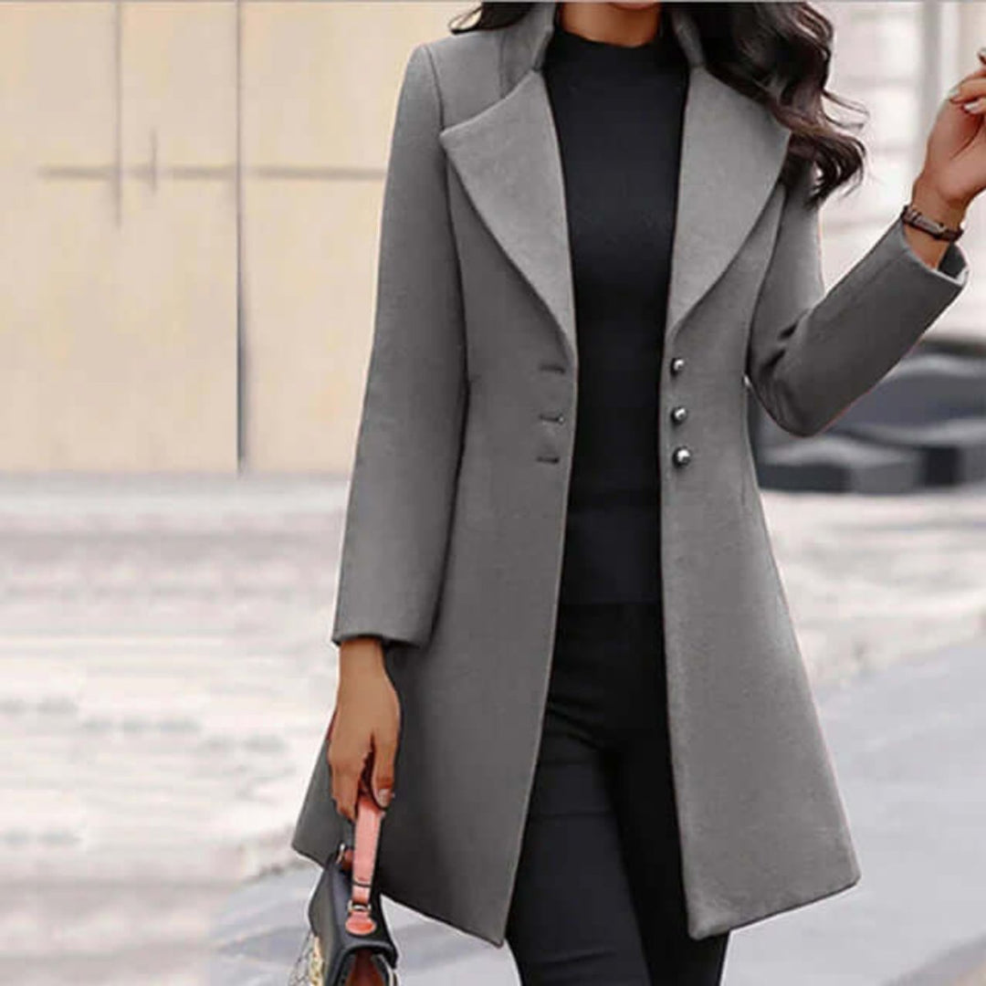 Women's Notch-Lapel Button-Front Longline Trench Coat