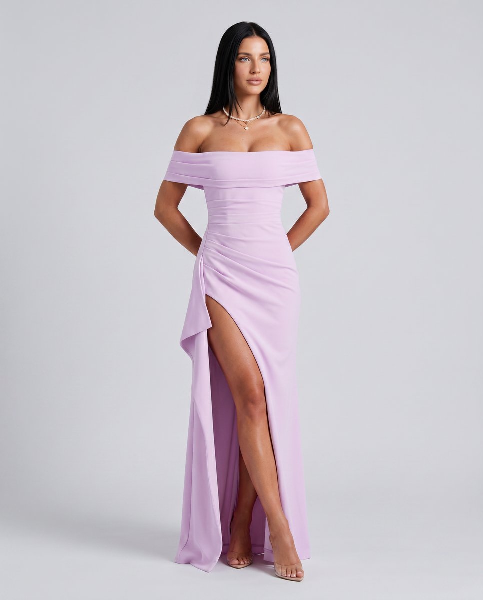 Women's Off-Shoulder Bodycon Fall Wedding Guest Dress Maxi
